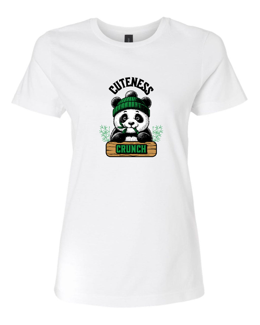 Women’s short sleeve t-shirt white black cuteness crunch print