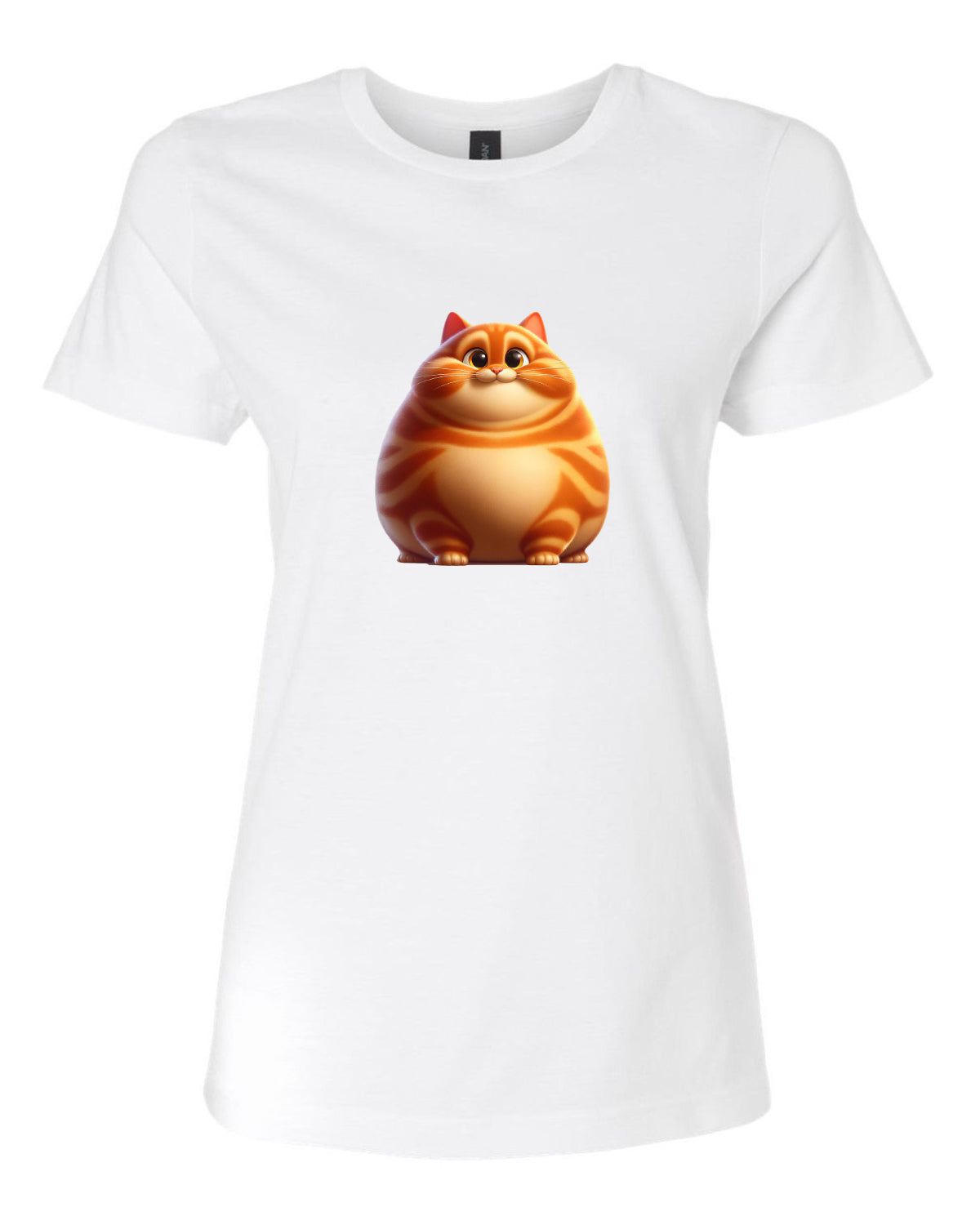 Women’s short sleeve t-shirt white fat cat print