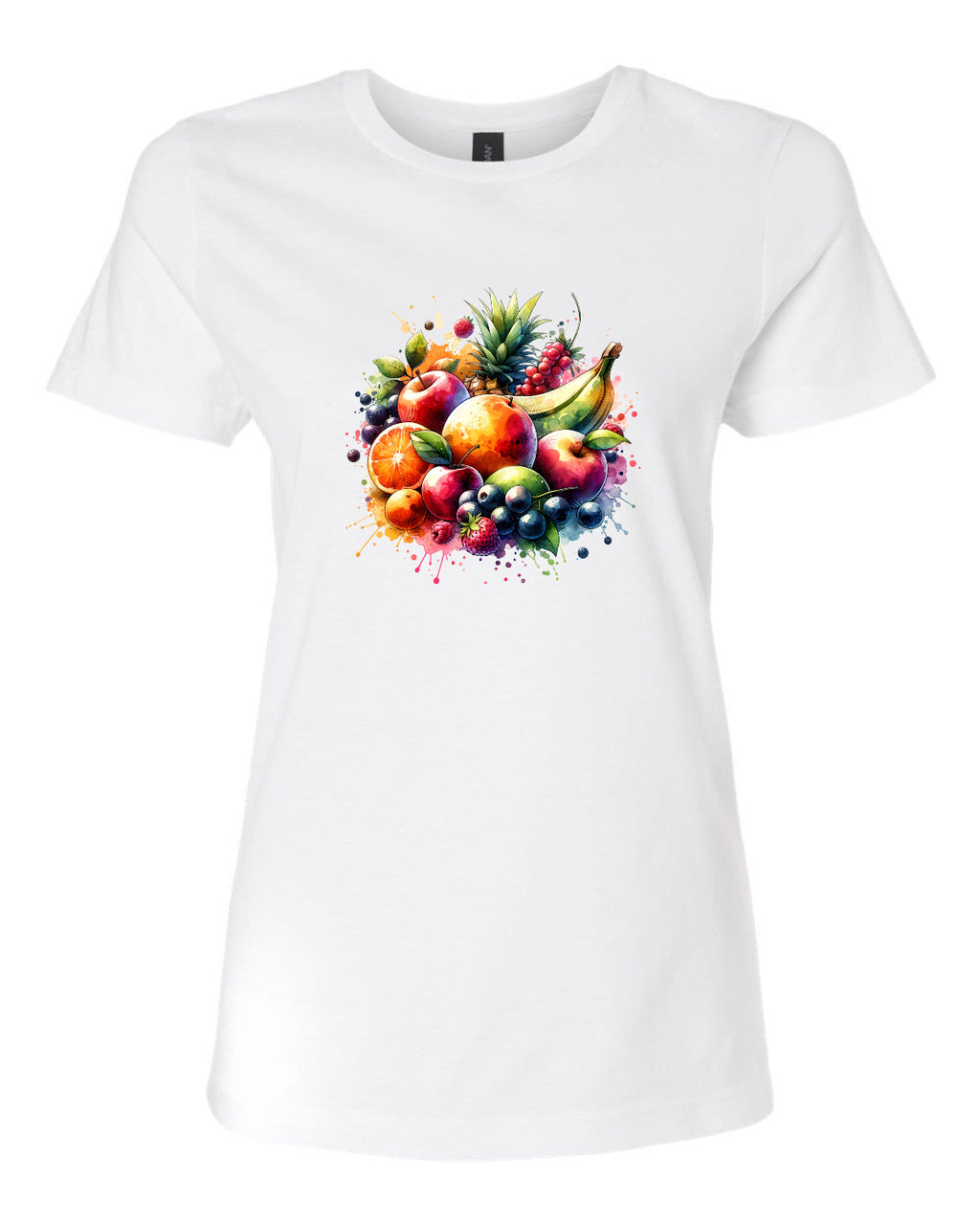 Women’s short sleeve t-shirt white Fruits print
