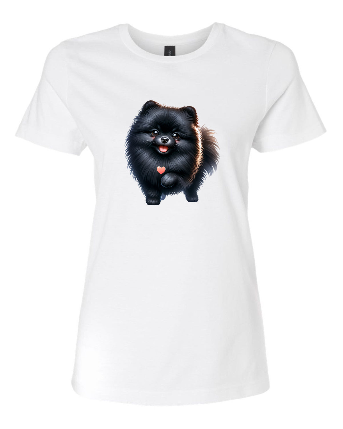 Women’s short sleeve t-shirt white black pom print