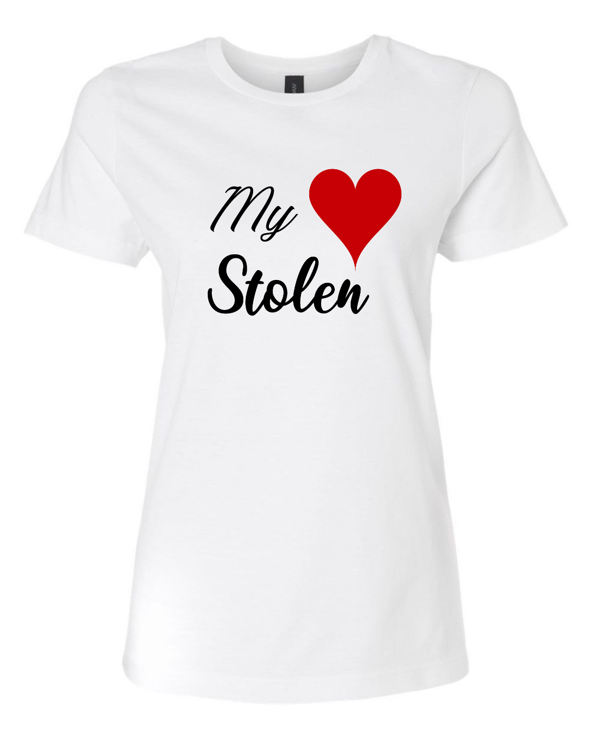 Women’s short sleeve t-shirt white stolen heart print