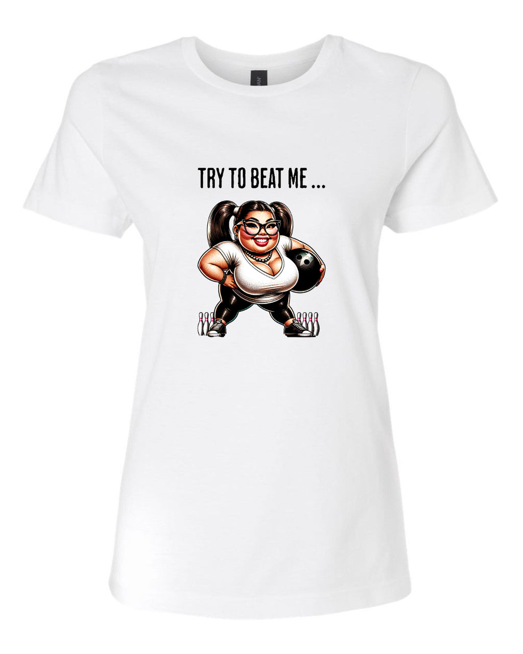 Women’s short sleeve t-shirt white try to beat print