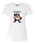 Women’s short sleeve t-shirt white try to beat print