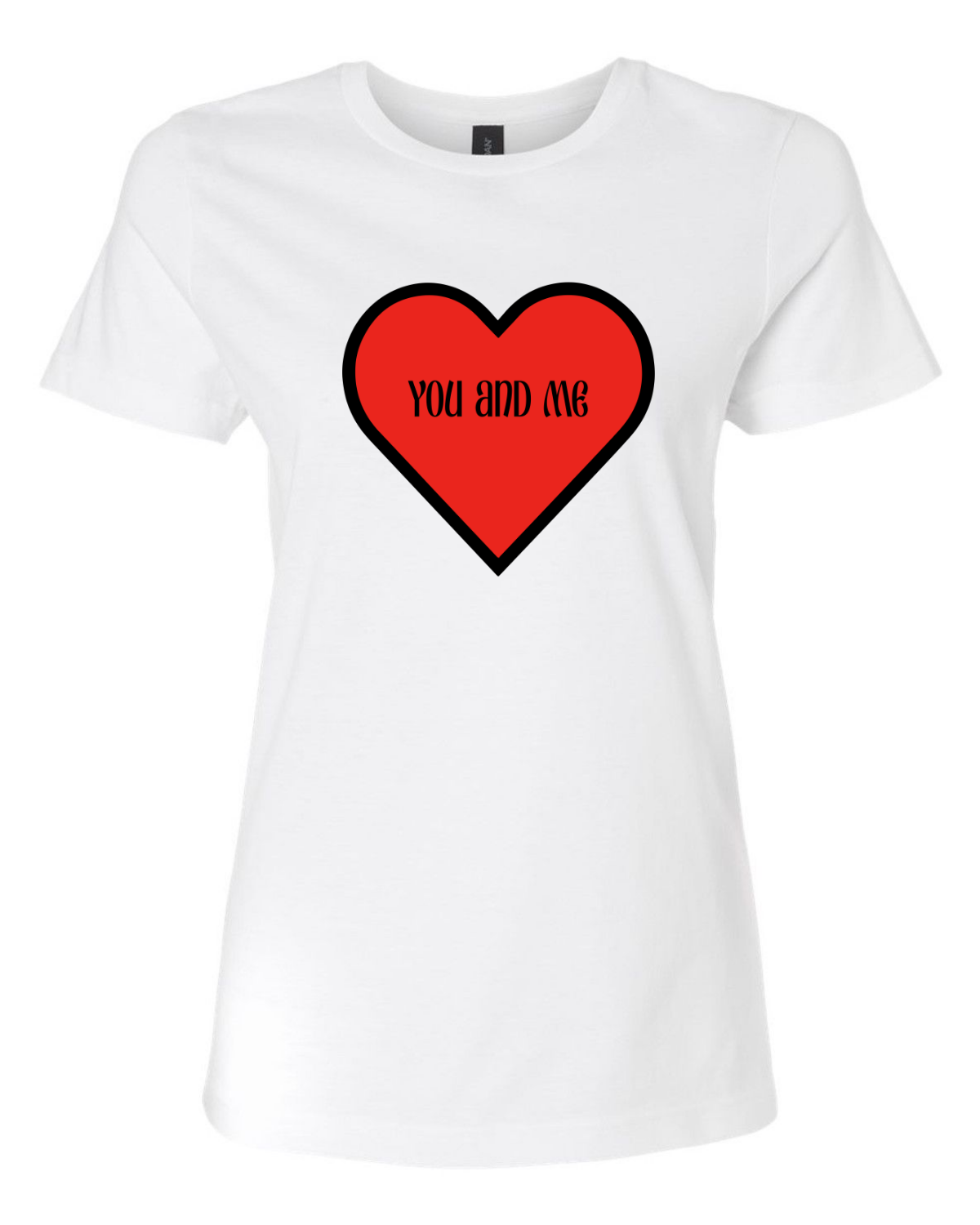 Women’s short sleeve t-shirt white you and me print